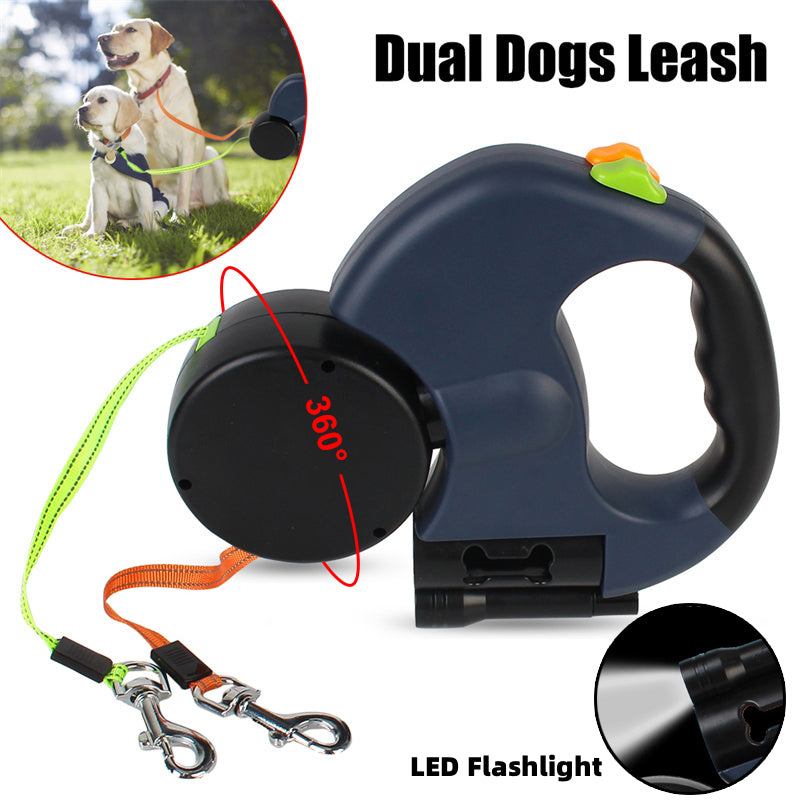 Retractable Dog Leash Reflective Dual Pet Leash