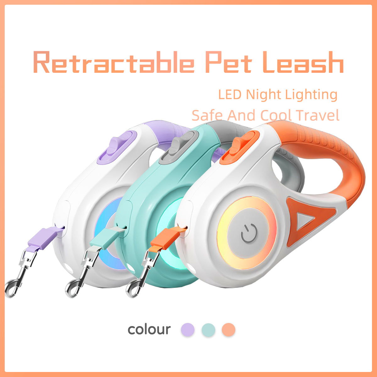 Dog Leash Retractable Leash And Dog Collar Spotlight Automatic Pet Dog Cat
